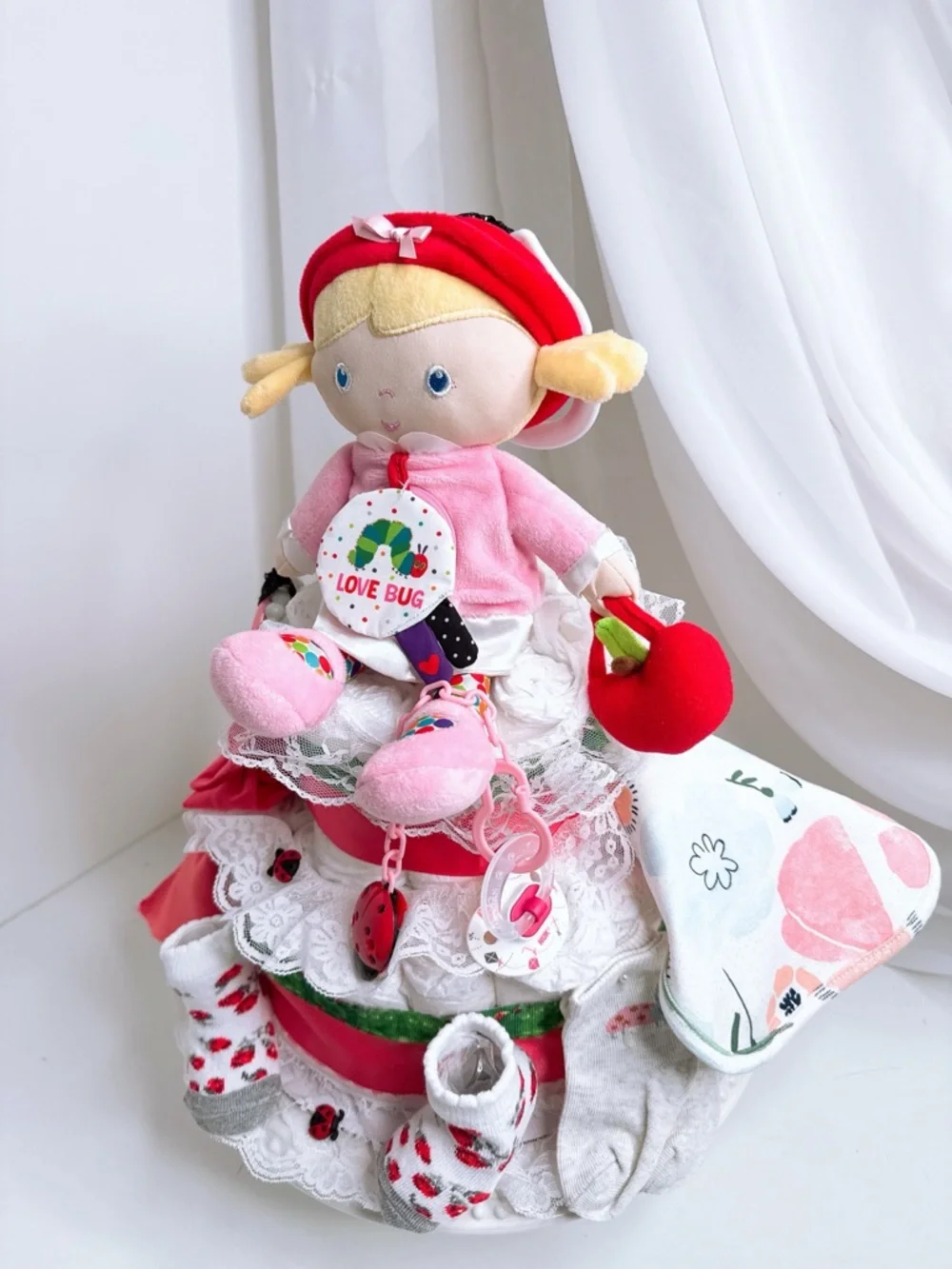 Strawberry Diaper cake, Love Bug Cake, Fruit Theme